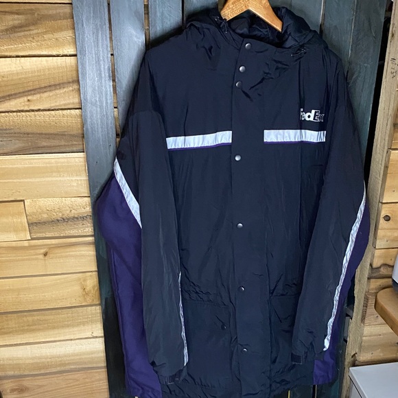 FedEx Men's Black and Purple parka quilted lining size XXL - Picture 1 of 12
